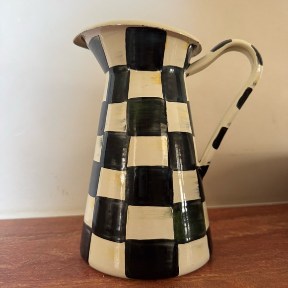 MacKenzie-Childs Other - MacKenzie-Childs Courtly Check Enamel Pitcher Vase Farmhouse Decor